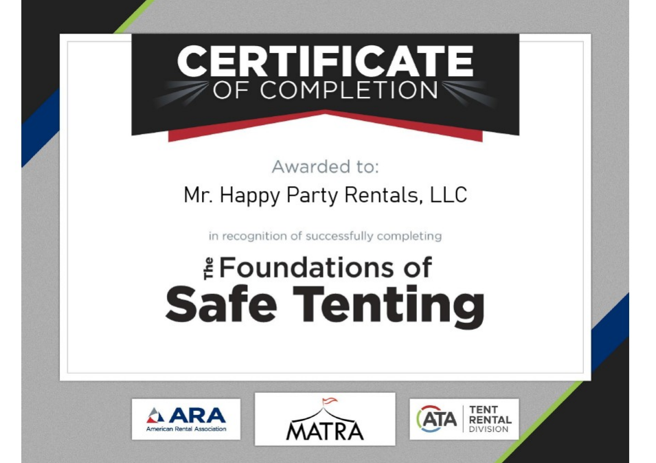 Foundations of Safe Tenting Certificate - Jay Yucht